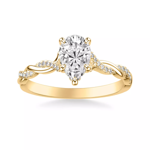 14K solid Gold pear Cut diamond Engagement ring LAB grown IGI certificate Twisted <b>Infinity</b> Shank Pave Side Diamonds for women - Product Image 2