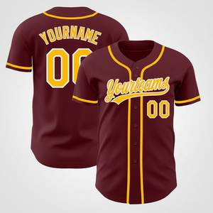 ชุดกีฬาเบสบอลสีขาวทองเบอร์กันดีของแท้พิมพ์ลาย - Product Image 1