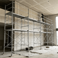 Échafaudage polyvalent à structure en acier avec étaisement transversal pour le plâtrage, la peinture, la rénovation de bâtiments et les chantiers
