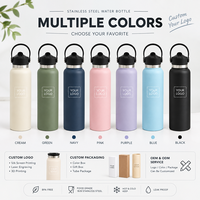 Bouteille d'eau personnalisable en acier inoxydable 304 avec couvercle à paille rabattable en PP, plusieurs capacités, OEM, ODM, logo, emballage