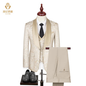 Costume 3 pièces élégant pour <span class=keywords><strong>homme</strong></span>, tissu jacquard TR luxueux, costume de banquet pour <span class=keywords><strong>homme</strong></span> - Product Image 1
