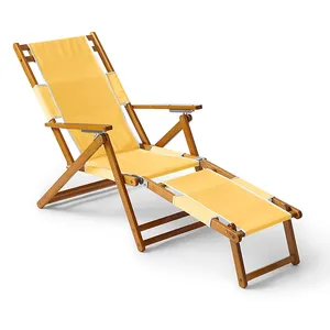 Outdoor Canvas Strand Stoel Vouwen Camping Stoel Draagbare Fabrikant Vissen Lounger Maan Houten Met Voetensteun