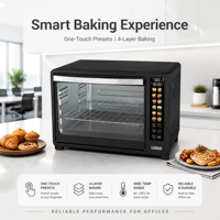 Four électrique à écran couleur 48L grande capacité, four grille-pain domestique pour la cuisson professionnelle de pizzas