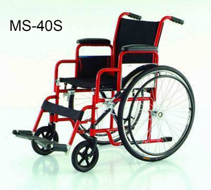 Fauteuil roulant de transport pliant manuel Fauteuil roulant en acier enduit de poudre (MS-40S) - Product Image 1