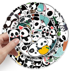 50 autocollants en PVC écologiques et imperméables pour enfants, motif <span class=keywords><strong>panda</strong></span>, dessin animé mignon, imprimés UV, pour skateboard DIY - Product Image 5