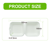 Boîte à hamburger écologique en bagasse de canne à sucre de 6 pouces |   Emballage à emporter pour hamburgers biodégradable et compostable