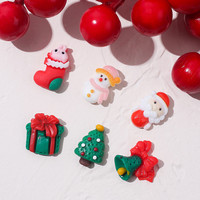 Décoration d'ongles 3D en résine et plastique, motifs Kawaii (Élan, Bonhomme de neige, Maison), mignons charms de Noël pour manucure DIY