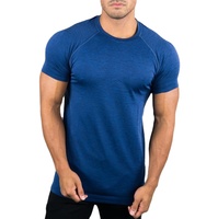 T-shirt 89% Polyester pour homme, haut avec 11% élastique à séchage rapide, pour le Gym, l'athlétisme actif et la Gym