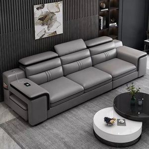 Sofá reclinable moderno de cuero sintético de una plaza con <span class=keywords><strong>asiento</strong></span> de madera <span class=keywords><strong>extensible</strong></span>, varios estilos para muebles de sala de estar para villas - Product Image 4
