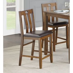 Ensemble de table à manger Db Transitional 5 pièces, hauteur comptoir, chaises rembourrées en bois brun pour la cuisine et la maison - Product Image 4