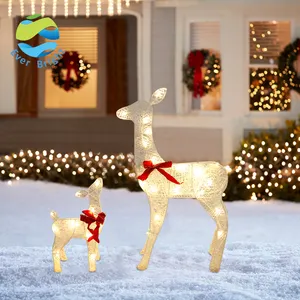 Rena de rena com luzes led externas, 30 led luzes iluminadas, cervos, natal, para áreas externas