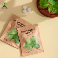 Lot de 90 comprimés de bain de bouche aux herbes, haleine fraîche, sans alcool, taille standard, à croquer, anti-caries, blanchissant, citron et menthe