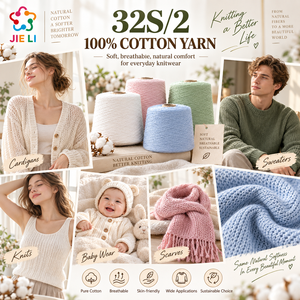 Fil à tricoter 100% coton 32S/2, filé à anneaux, pur coton, pour vêtements et tissus, tricotage, vêtements tricotés et textile de maison - Product Image 4