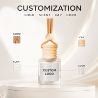 Diffuseur de parfum pour voiture suspendu, flacon carré en verre 8ml avec bouchon en bois, parfum de voiture neuf longue durée rechargeable, logo personnalisé OEM en gros