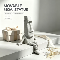 Statue MOAI Articulée Imprimée en 3D, Figurine MOAI de l'Île de Pâques, Décoration de Bureau, Jouet Amusant, Cadeau Original pour la Maison