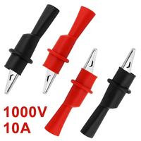 1 Paire de Pinces Crocodiles de Test Rouge et Noir 10A 1000V, Sondes de Testeur Multimètre pour Mesure de Puissance AC/DC