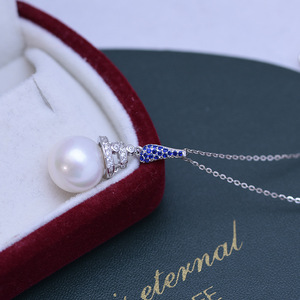 Collar de Perlas de Agua Dulce de 12-13 mm, Blancas, Redondas, de Luz Intensa, con Plata S925, Juego Completo con Colgante de Perla con Ligeros Imperfecciones para Mujer - Product Image 3