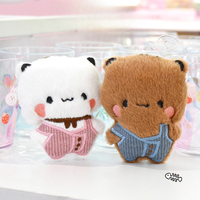 Porte-clés en peluche Bubu Dudu, adorable poupée panda en salopette, pendentif de sac pour couple Kawaii, jouet animal de dessin animé en coton PP, Saint-Valentin