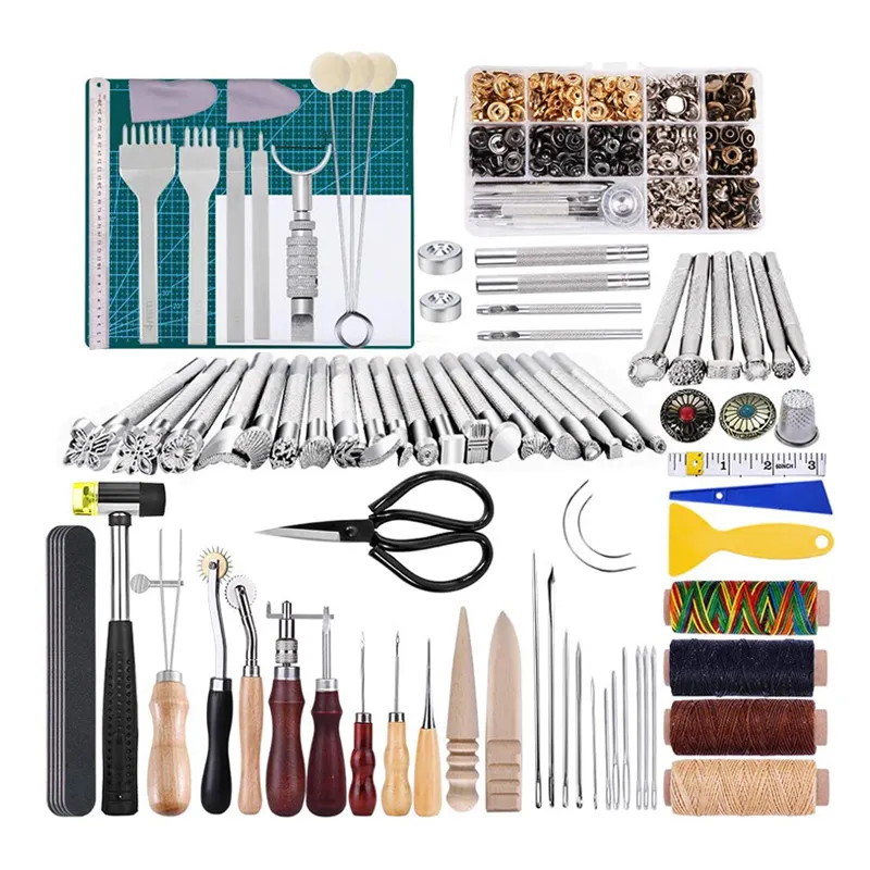 Kit d'outils de travail du cuir L-012 avec instructions ensemble d'outils d'estampage du cuir bricolage artisanat du cuir