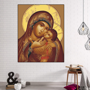 Prix usine peinture par numéros bricolage peinture à l'huile <span class=keywords><strong>toile</strong></span> <span class=keywords><strong>vierge</strong></span> tenant son bébé nature morte sans cadre peinture décor Art - Product Image 2