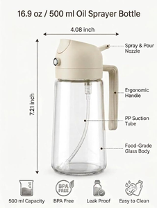 470ml Oil Dispenser Bottle with Silicone Bottom 2 in 1 Olive Oil Sprayer for Cooking Kitchen BBQ Air Fryer Salad Baking - Product Image 3