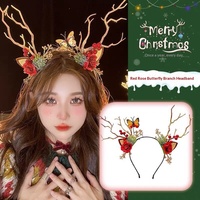 Nouveau serre-tête en velours de Noël style coréen pour femme, pince à cheveux branche lumineuse, accessoire de costume de fête pour adulte, accessoire photo en forme de bois de cerf