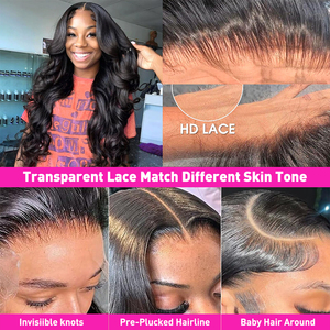 13x6 glueless Full HD ren tóc giả, lớp biểu bì phù hợp nguyên liệu Trinh Nữ Ấn Độ tóc tóc giả, chưa qua chế biến 360 100% đầy đủ ren tóc giả tóc con người - Product Image 5