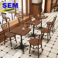 Ensemble table et chaises en bois massif SEM pour café rétro, salon de thé et usage commercial de style américain