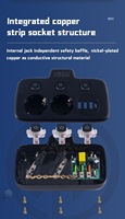 Regleta de Enchufes Redondos Schuko EU con Interruptores Individuales, Tomas de Corriente USB PD Tipo-C, Extensión de Enchufe para España y Alemania