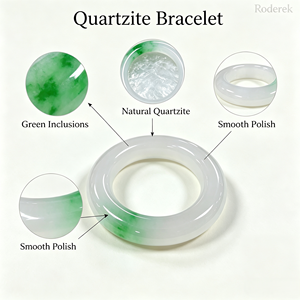 Brazalete de Cuarzo Natural Premium Tipo Hielo, Esmeralda Verde Birmana, Pulido a Mano, Estilo Chino Moderno, Regalo de Joyería - Product Image 2