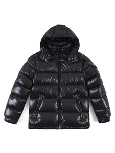 Blouson matelassé en polaire tricoté gris clair pour homme MONC, avec capuche, fermeture éclair, coupe décontractée, col montant, épais et chaud - Product Image 4