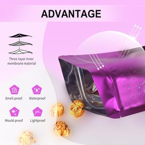 보라색 두꺼운 재사용 지퍼 잠금 마일라 포일 스탠드 파우치 애완 동물 사료 장기 보관 재밀봉 지퍼 닫기 Doypack - Product Image 4
