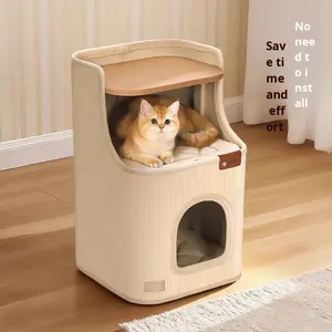 Cama para Gatos Hoopet Roman Holiday, Diseño Cuadrado, Tipo Barril, para Dormir, con Poste Rascador, Ideal para Apartamentos Pequeños, Ahorra Espacio, Sisal/Poliéster - Product Image 4