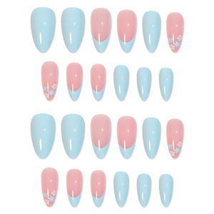 Faux ongles <span class=keywords><strong>à</strong></span> presser en gros, motifs <span class=keywords><strong>French</strong></span> Blue Wave, autocollants amovibles pour <span class=keywords><strong>manucure</strong></span>, en gros - Product Image 4