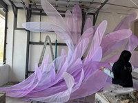 Fleurs artificielles géantes de luxe, modernes, élégantes, vintage, faites à la main, écologiques, durables, en organza et soie, pour mariage sur pied