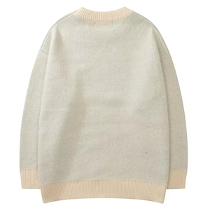 Tùy Chỉnh Làm Cho OEM & Odm Người Đàn Ông Áo Len Jacquard Phim Hoạt Hình Áo Thun Dệt Kim Thời Trang Đan Áo Len Crew Cổ Bông Màu Đen Tùy Chỉnh Áo Len - Product Image 4