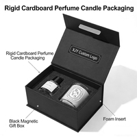 Boîte cadeau magnétique en carton rigide noir avec logo personnalisé XJY, avec insert en mousse pour l'emballage de parfums et de bougies