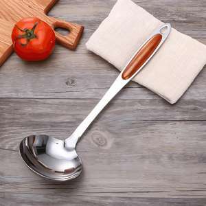 Creative 6-Piece Stainless Steel Kitchen Utensil Set With Wooden <b>Handles</b> For Cooking Stirring Serving And Straining - Product Image 2