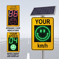 Panneau de signalisation routière émotionnel solaire personnalisé avec détection radar de vitesse et limiteur de vitesse pour véhicules (visage souriant)