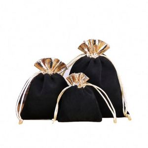 Proluxe Custom Gold <b>Pouch</b> Promotion <b>Drawstring</b> Small Gifts Velvet Packaging Bag With Logo - Product Image 5