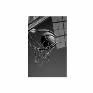 Lienzo impreso: póster de aro de baloncesto, arte de pared, decoración elegante para gimnasio, arte en vidrio templado - Product Image 2