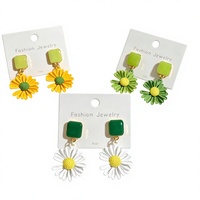Anting Bunga Berjuntai Model Draped dari Paduan Seng, Trendi, Retro, Mewah, Kecil, Eksklusif, High-End, Elegan untuk Acara Pesta