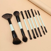 Ensemble de 8 pinceaux de maquillage populaires à double embout pour fond de teint, poudre, contour, correcteur et mascara, avec manche en bois et poils synthétiques
