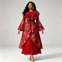 Vestidos de Mujer Otoño 2026, Elegantes Vestidos Maxi Africanos con Estampado Floral, Vestido de Fiesta Modesto con Volantes, Talla Grande, Estilo Miyake Plisado