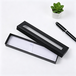 Competitive <b>Low</b> Price Ribbon Insert Window Clean Pen Box <b>Top</b> & Bottom Paper Box for Writing Gift Multiple Colors Available - Product Image 1