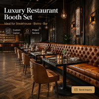 Ensemble de table à manger en marbre moderne professionnel pour hôtel, restaurant, café, mobilier avec long banc mural, canapé