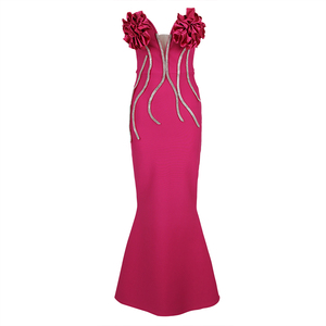 Abito da <span class=keywords><strong>sera</strong></span> Sexy con strass a tracolla abito da <span class=keywords><strong>sera</strong></span> per festa da donna a fiore 3d abiti eleganti da sirena - Product Image 6