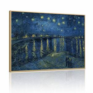 Quadro da Parete con Cornice in Alluminio Oro Opaco, Notte Stellata sul Rodano <span class=keywords><strong>di</strong></span> <span class=keywords><strong>Van</strong></span> <span class=keywords><strong>Gogh</strong></span>, Decorazione Murale <span class=keywords><strong>di</strong></span> Lusso in Stile Impressionista - Product Image 1
