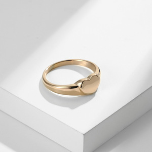 Cross-border best-selling minimalist geometric smooth heart-shaped gold-plated <b>titanium</b> steel <b>ring</b> for women, a unique and niche - Product Image 3