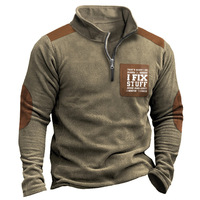 Nouveau polo zippé à col montant imprimé 3D pour homme, collection automne-hiver